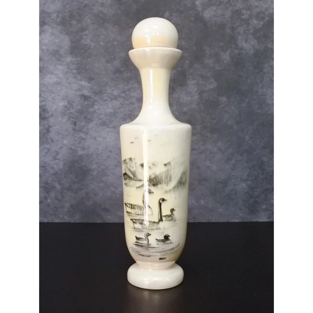 Vintage Bering Sea Originals Alaska Hand Painted Geese Lusterware Decanter